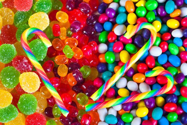 close up a background from colorful sweets of sugar candies